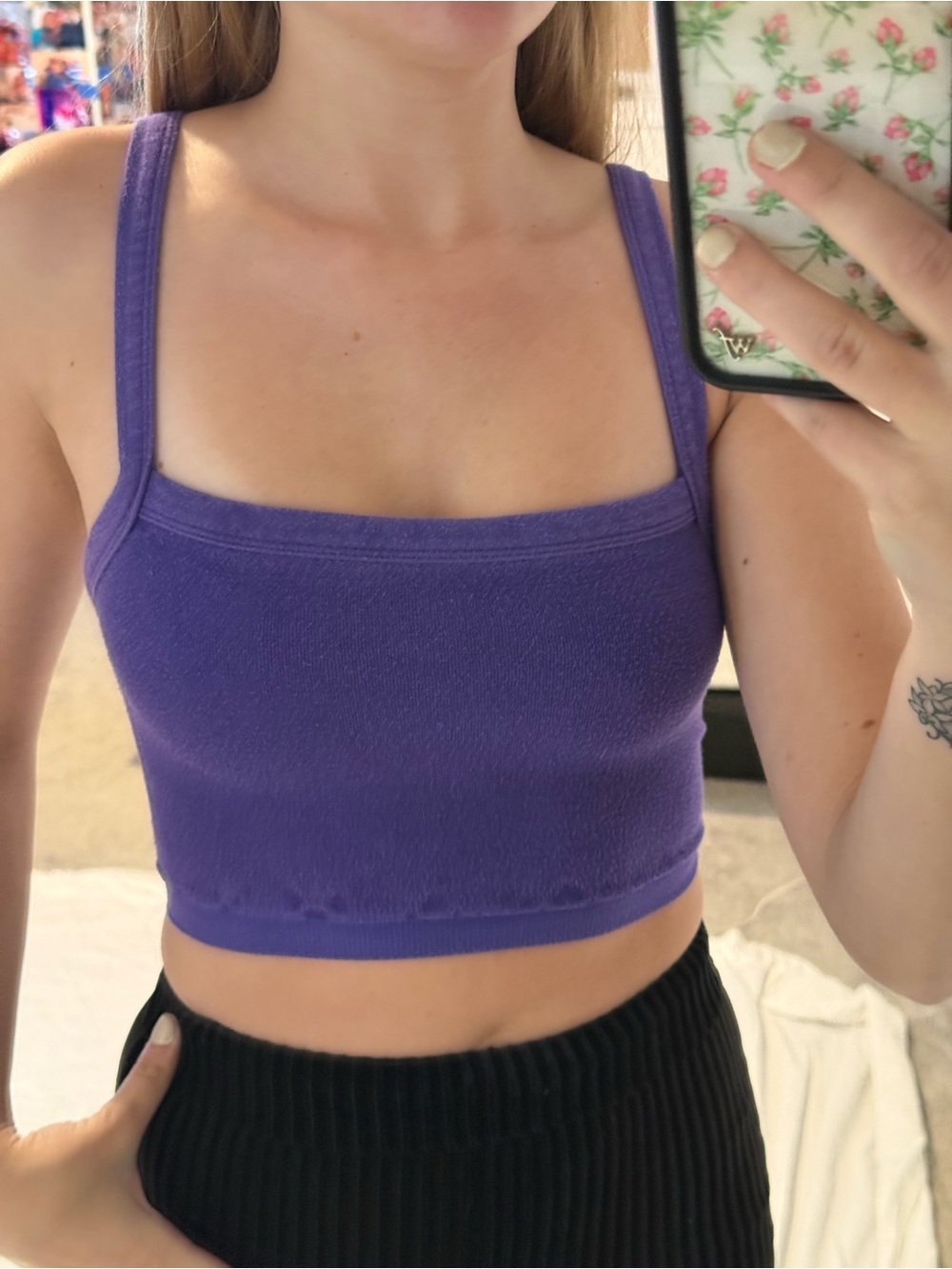 Aritzia Purple Square-Neck Cropped Tank